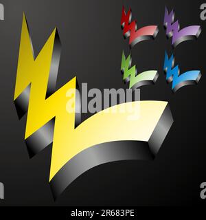 An image of 3d checkmark lightning bolts. Stock Vector