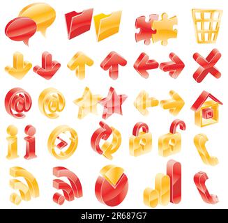 Set of glossy web icons in two colors Stock Vector