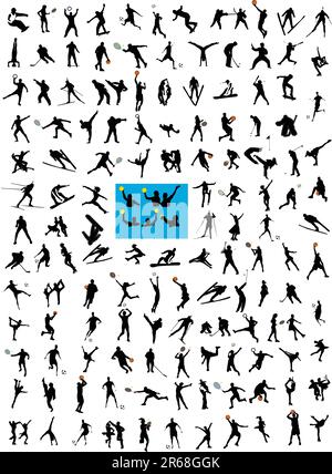 big collection of high quality sports silhouettes - vector Stock Vector