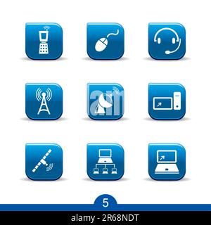 Set of nine communications web icons from series Stock Vector