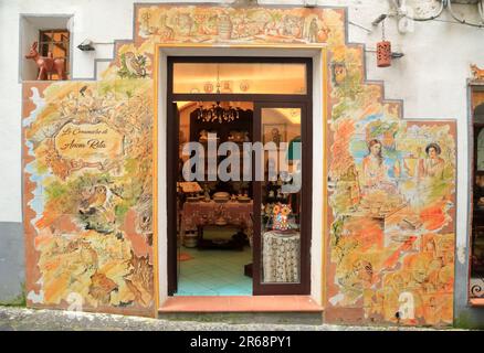Ceramic facade of a pottery shop at Vietri sul Mare, Italy Stock Photo