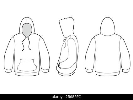 Template vector illustration of a blank hooded sweater. All objects and details are isolated. Colors and transparent background color are easy to a... Stock Vector