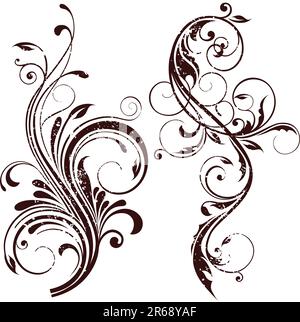 illustration drawing of floral design elements Stock Vector Image & Art ...