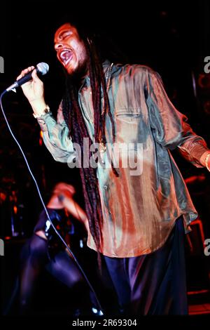 Celebrity photos from the 90s I shot on E6 in Hollywood. Maxi Priest live in concert. Stock Photo