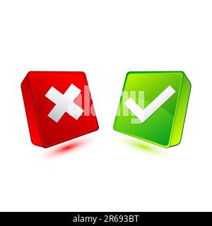 illustration of colorful box with right and wrong on white background Stock Vector