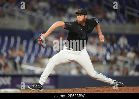 Miami Marlins relief pitcher A.J. Puk delivers during the ninth