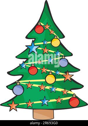 fully editable vector illustration of isolated christmas tree Stock Vector