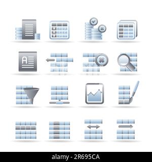 Database and Table Formatting Icons - Vector Icon Set Stock Vector