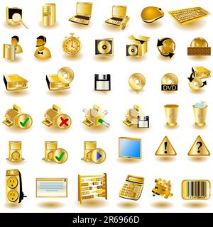 collection of different interface icons in gold color Stock Vector ...