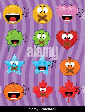 Set of music emoticons - vector illustrations Stock Vector