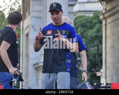 Rho, Milan, Italy. 08th June, 2023. Franco Morbidelli guest of the great MotoGP party at the Arco della Pace in Milan Credit: Independent Photo Agency/Alamy Live News Stock Photo