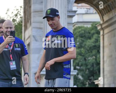 Rho, Milan, Italy. 08th June, 2023. Franco Morbidelli guest of the great MotoGP party at the Arco della Pace in Milan Credit: Independent Photo Agency/Alamy Live News Stock Photo