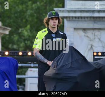 Rho, Milan, Italy. 08th June, 2023. Marco Bezzecchi guest of the great MotoGP party at the Arco della Pace in Milan Credit: Independent Photo Agency/Alamy Live News Stock Photo