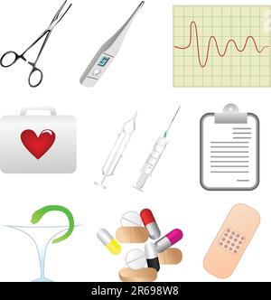 Collection of medical themed icons. Vector Stock Vector
