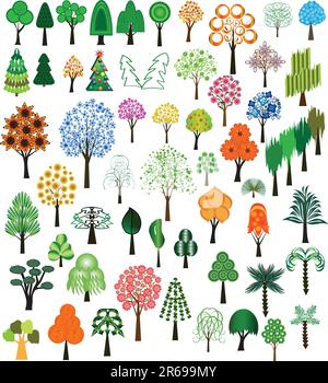 Set of vector of trees for design Stock Vector
