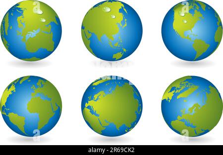 World map, 3D globe series Stock Vector