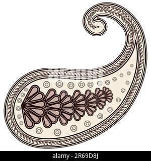 Vector Hand-Drawn Abstract Henna (mehndi) Paisley Doodle Vector Illustration Design Elements. Stock Vector