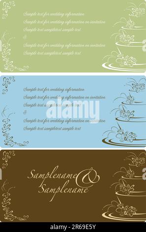 wedding panels that can be used for invitations or wedding stationary Stock Vector