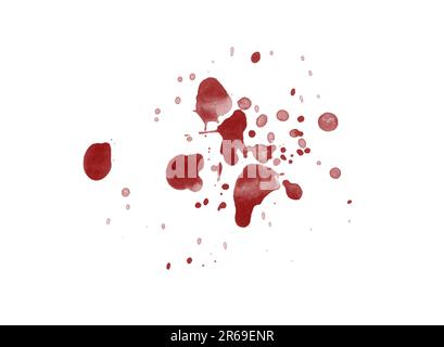 Digitally rendered blood splatter stain isolated on white background Stock Photo