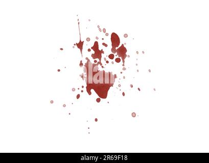 Digitally rendered blood splatter stain isolated on white background ...