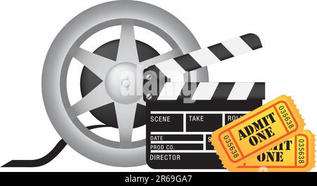 movie, film and cinema, entertainment colour illustration Stock Vector