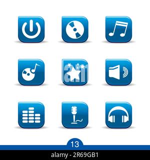 Set of nine music web icons from series Stock Vector