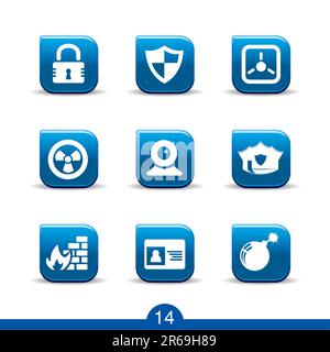 Set of nine security web icons from series Stock Vector