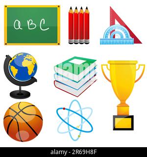 illustration of set of elements for education on isolated background Stock Vector