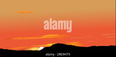 Vector illustration of sunrise or decline in mountains Stock Vector