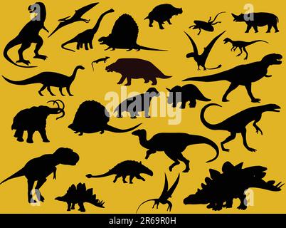collection of dinosaur silhouette - vector Stock Vector