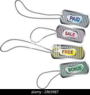 Set of metal tags for best sales Stock Vector