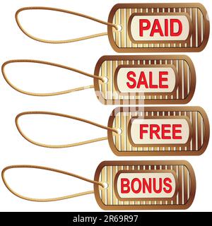 Set of gold tags for best sales, illustration Stock Vector