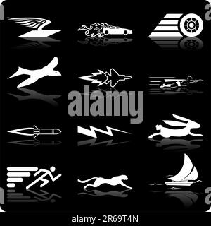 A conceptual icon set relating to speed, being fast, and or efficient. Stock Vector