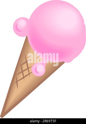 An illustration of a tasty icecream in a cone. No meshes used. Stock Vector