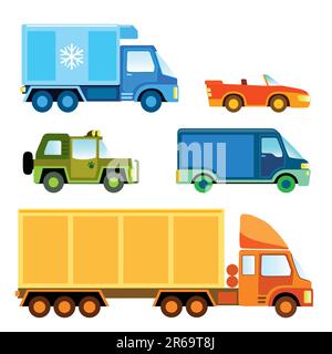Set of various funny toy cars - vector illustration Stock Vector