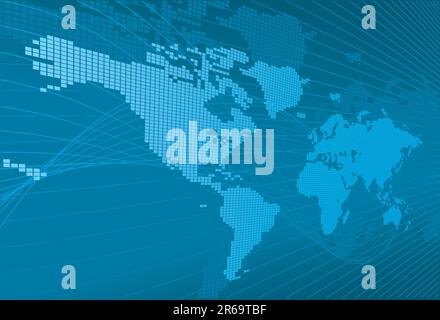 A dynamic 3d world map with background. Stock Vector