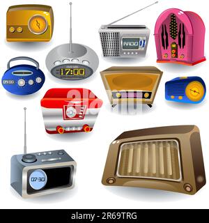 Vector illustration of ten different high detailed radio icons Stock Vector