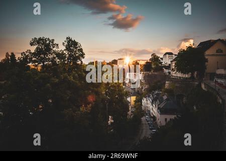 Sunset at the Grund - Luxembourg Stock Photo