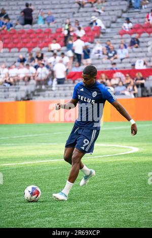 Vancouver, Canada. 07th June, 2023. Vancouver, British Columbia, Canada, June 7th 2023: Sergio Cordova (9 Vancouver Whitecaps FC) warms up before the Major League Soccer Canadian Championship Final match between Vancouver Whitecaps FC and CF Montreal at BC Place Stadium in Vancouver, British Columbia, Canada (EDITORIAL USAGE ONLY). (Amy Elle/SPP) Credit: SPP Sport Press Photo. /Alamy Live News Stock Photo