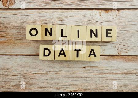 Online Data word alphabet letters on wooden background Stock Photo