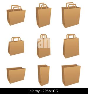 Paper Bags Group Vector Illustration Empty Shopping Bags With Assorted  Colors Isolated Stock Illustration - Download Image Now - iStock