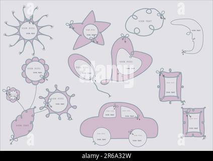 Collection of frames executed as ropes. Stock Vector