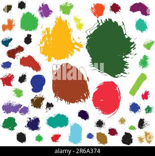 50 ink and brush spots. Vector illustration Stock Vector