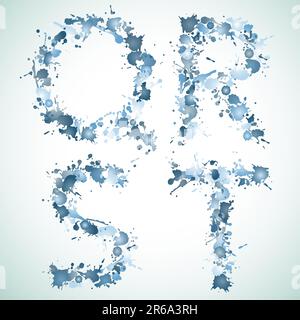 alphabet water drop QRST, this  illustration may be useful  as designer work Stock Vector
