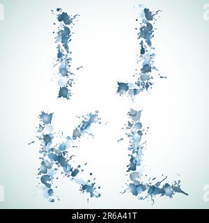 alphabet water drop IJKL, this  illustration may be useful  as designer work Stock Vector
