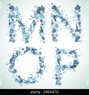 alphabet water drop MNOP, this  illustration may be useful  as designer work Stock Vector