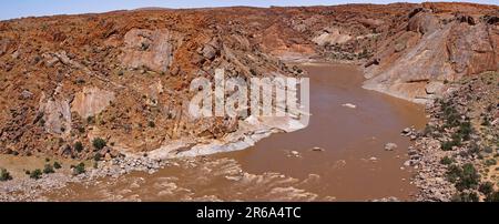 The Orange River in Augrabies Falls National Park, rainy season, S Stock Photo