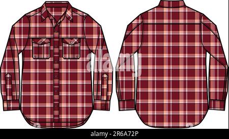 mens check shirt illustration Stock Vector