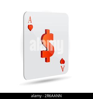 illustration of dollar sign in playing card on white background Stock Vector