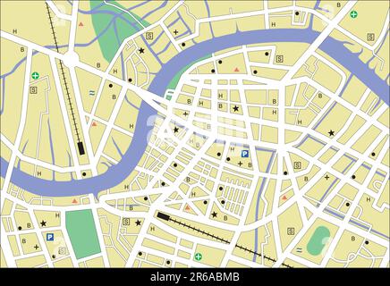 Vector streetmap of a generic city with no names Stock Vector